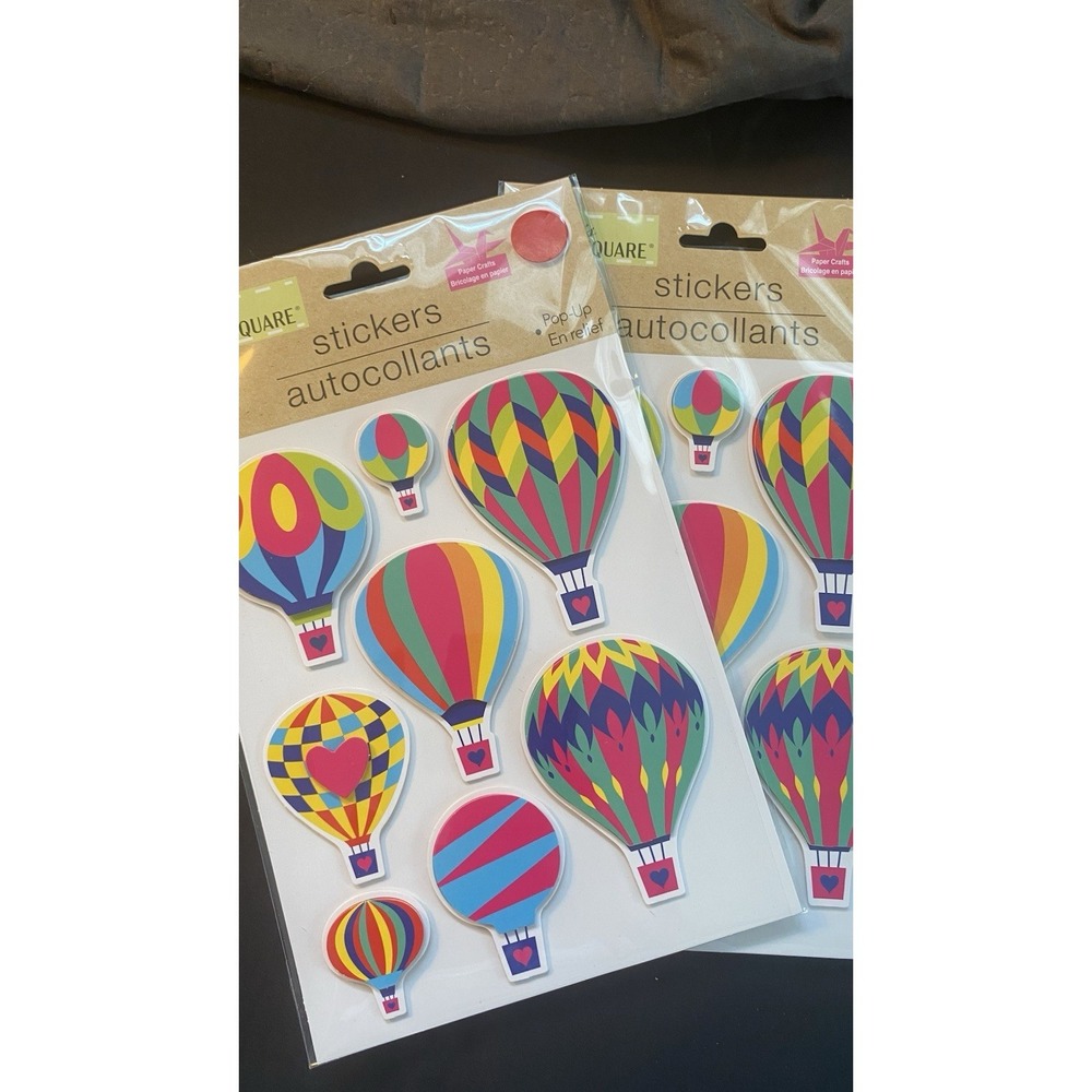 Crafter's Square Pop-Up Hot Air Balloons  Stickers 2 Packs 16 Pc 3D Paper Crafts